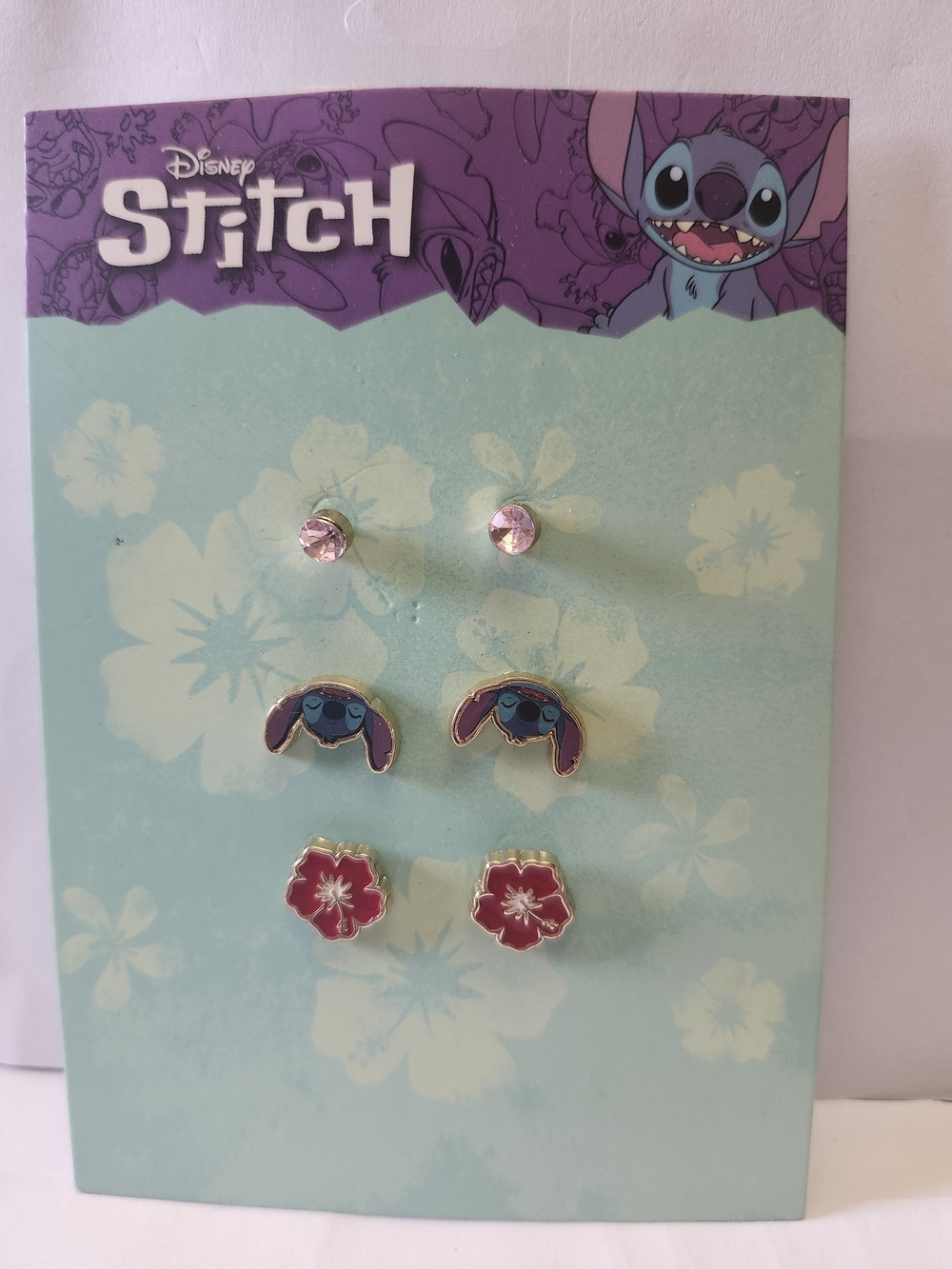 Disney Stitch Kids Earring Trio — Purple, Pink & Red